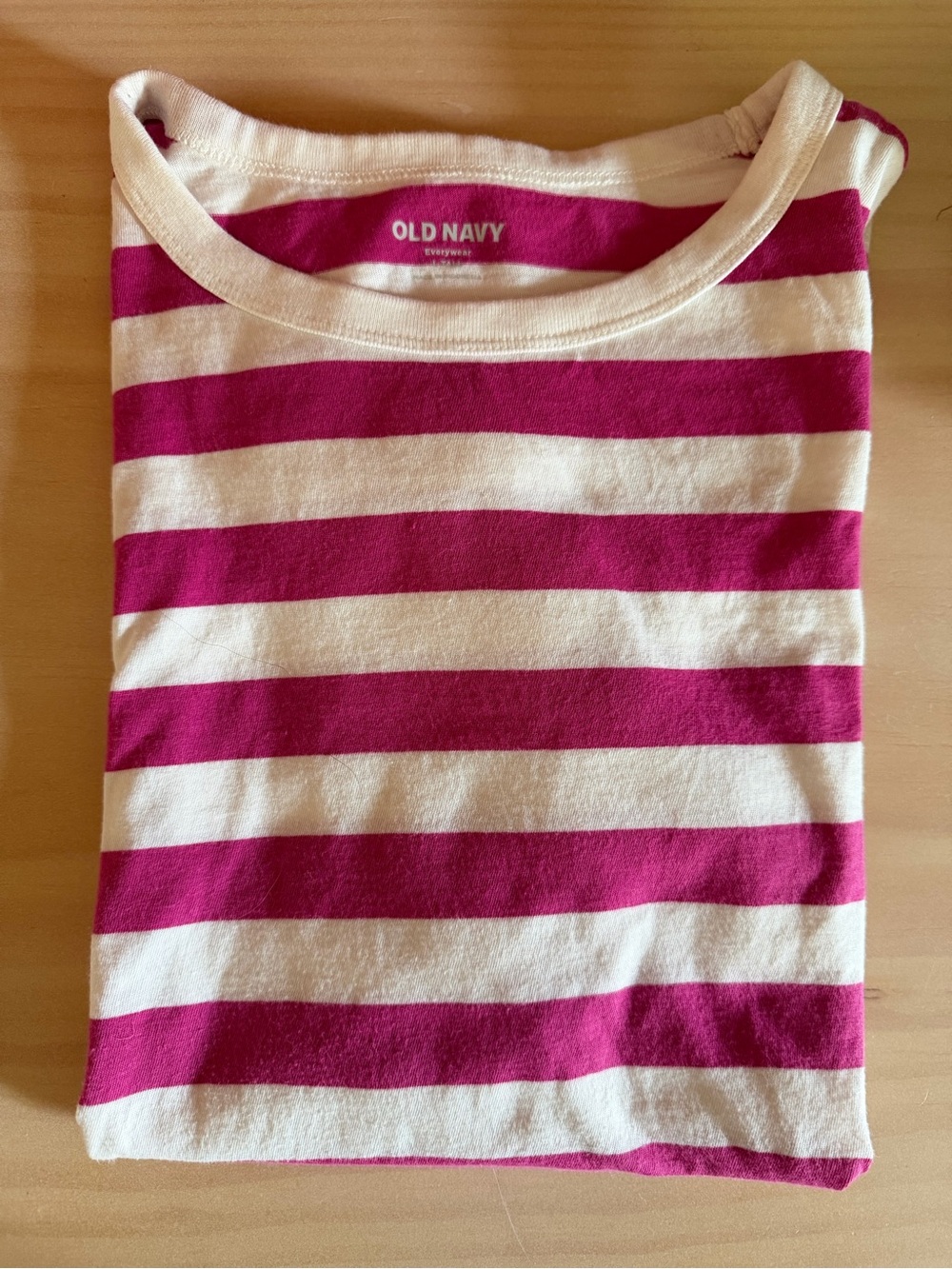 Old Navy 100% Cotton White and Magenta Striped Short Sleeve Tee Tall Size